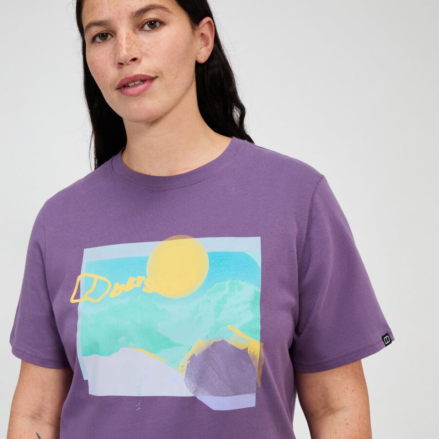 las mujeres de la colina de hazed camiseta de manga corta púrpura berghaus