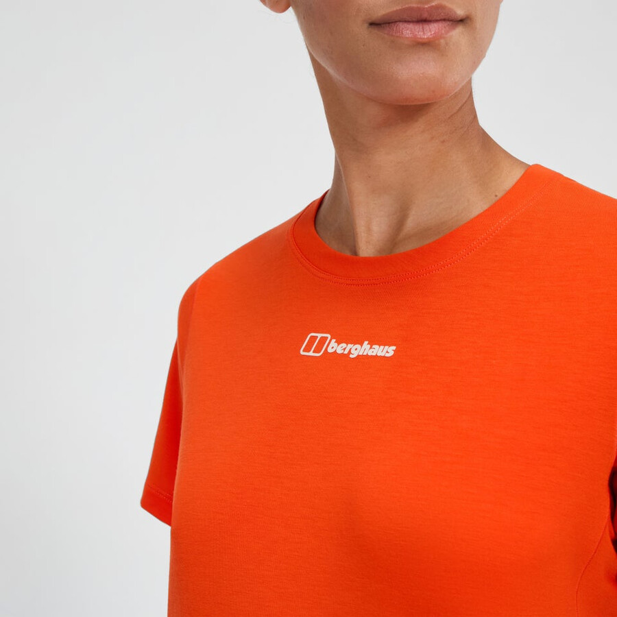 de las mujeres berghaus delta de manga corta tech - camiseta naranja berghaus