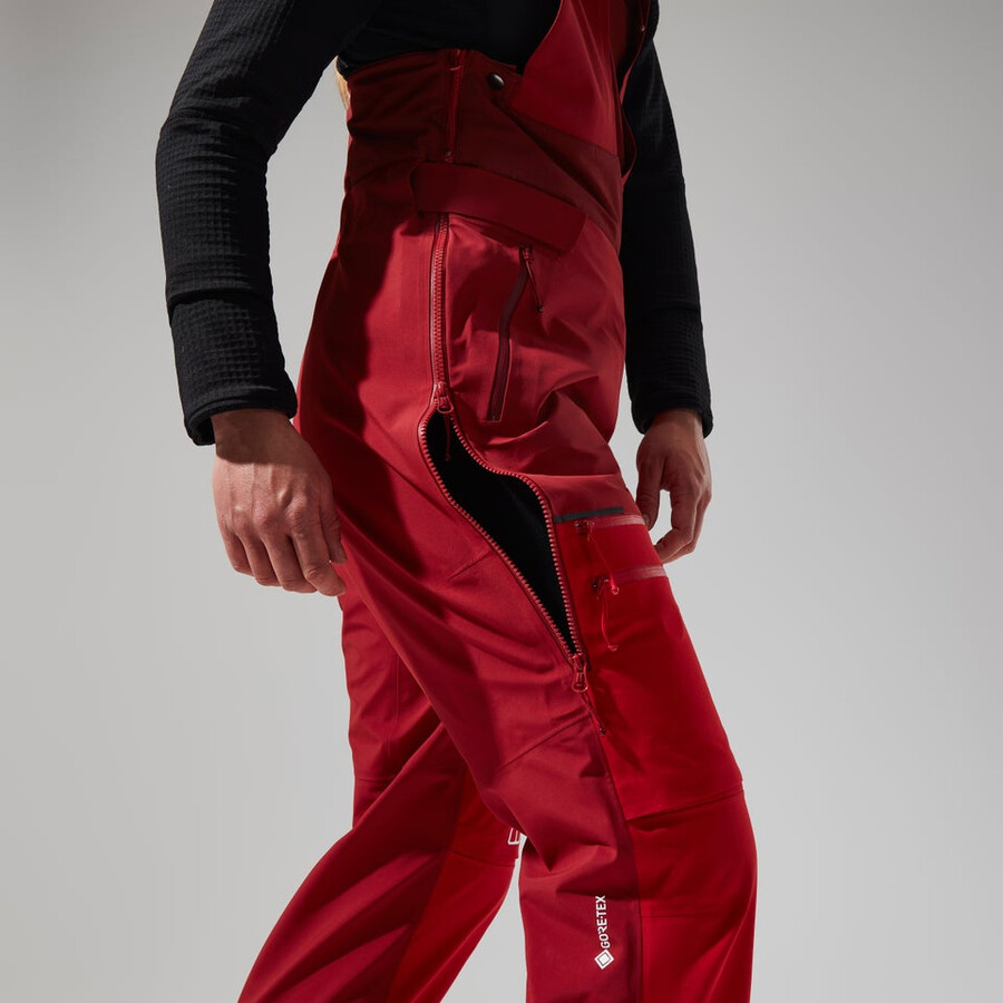 las mujeres del mtn areté descender de gore-tex pantalones bib - rojo berghaus