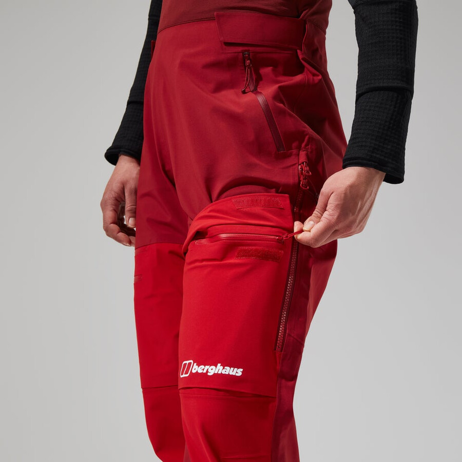 las mujeres del mtn areté descender de gore-tex pantalones bib - rojo berghaus