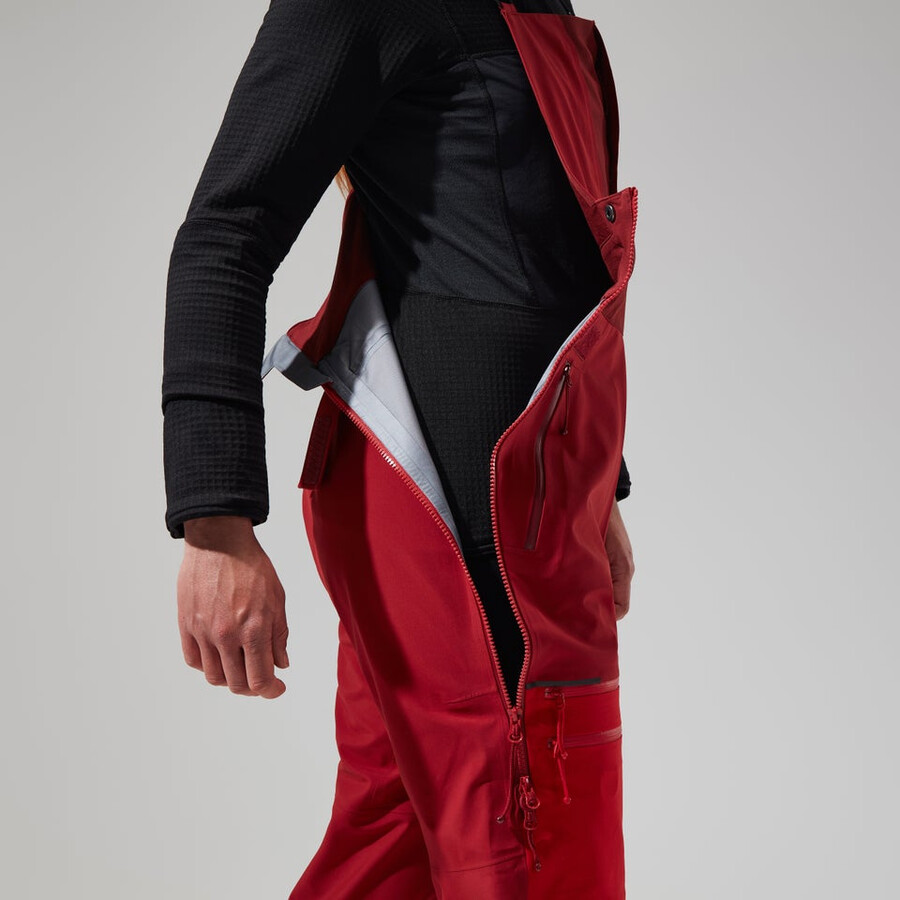 las mujeres del mtn areté descender de gore-tex pantalones bib - rojo berghaus
