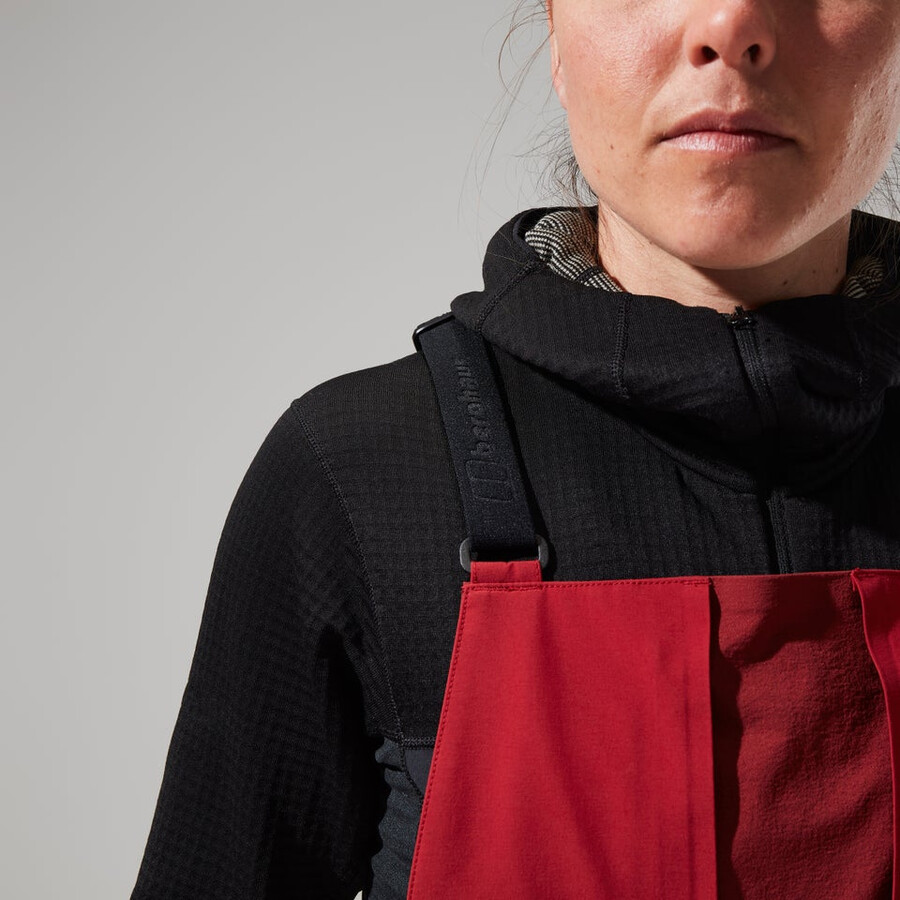 las mujeres del mtn areté descender de gore-tex pantalones bib - rojo berghaus