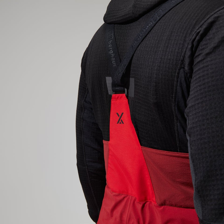 las mujeres del mtn areté descender de gore-tex pantalones bib - rojo berghaus