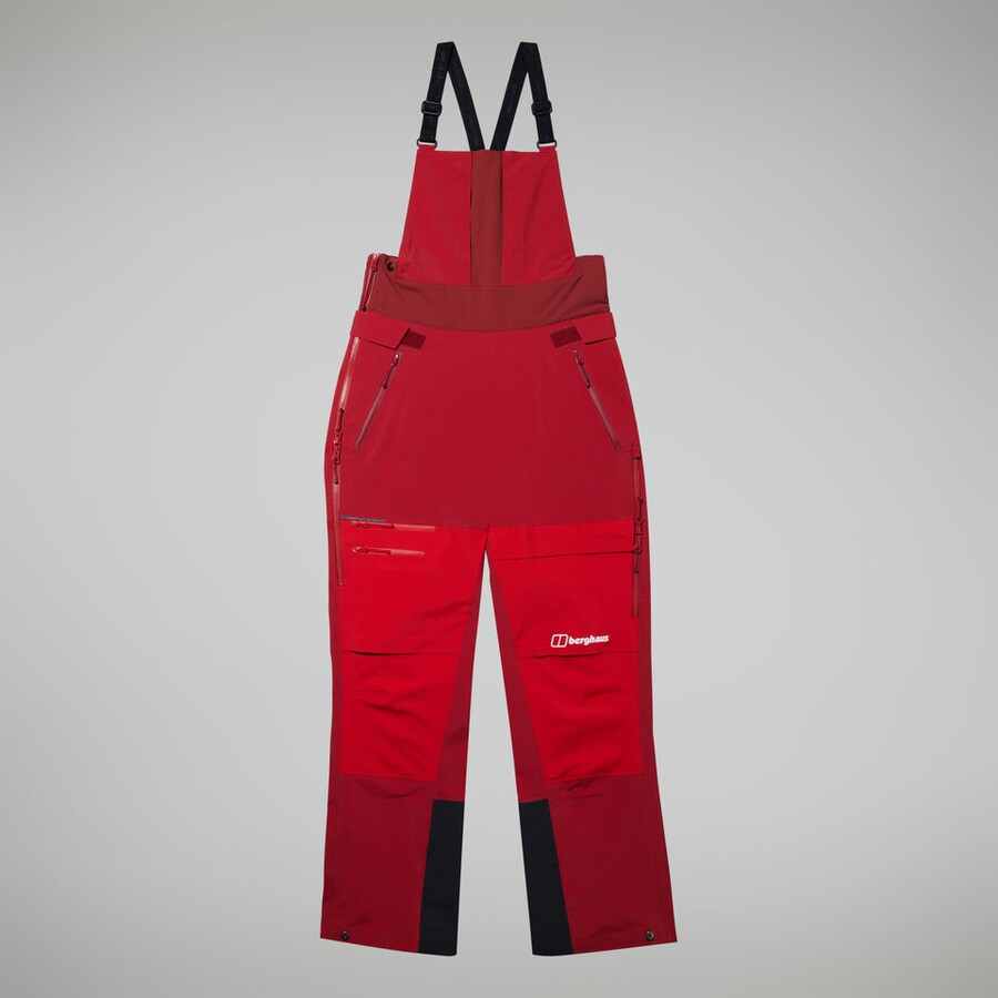 las mujeres del mtn areté descender de gore-tex pantalones bib - rojo berghaus