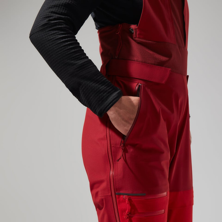 las mujeres del mtn areté descender de gore-tex pantalones bib - rojo berghaus