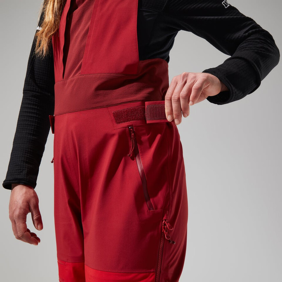 las mujeres del mtn areté descender de gore-tex pantalones bib - rojo berghaus