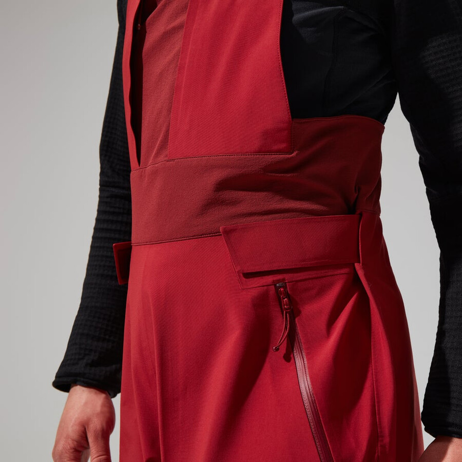 las mujeres del mtn areté descender de gore-tex pantalones bib - rojo berghaus