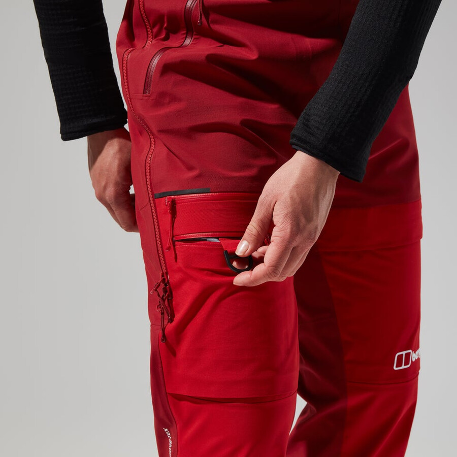 las mujeres del mtn areté descender de gore-tex pantalones bib - rojo berghaus