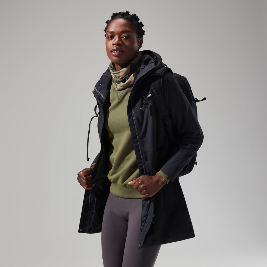 la mujer omeara chaqueta larga - negro berghaus