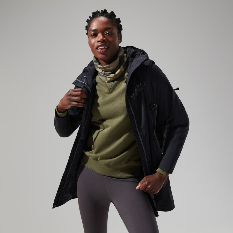 la mujer omeara chaqueta larga - negro berghaus