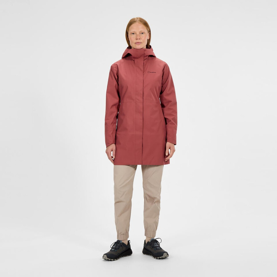 la mujer omeara larga chaqueta impermeable - rojo berghaus