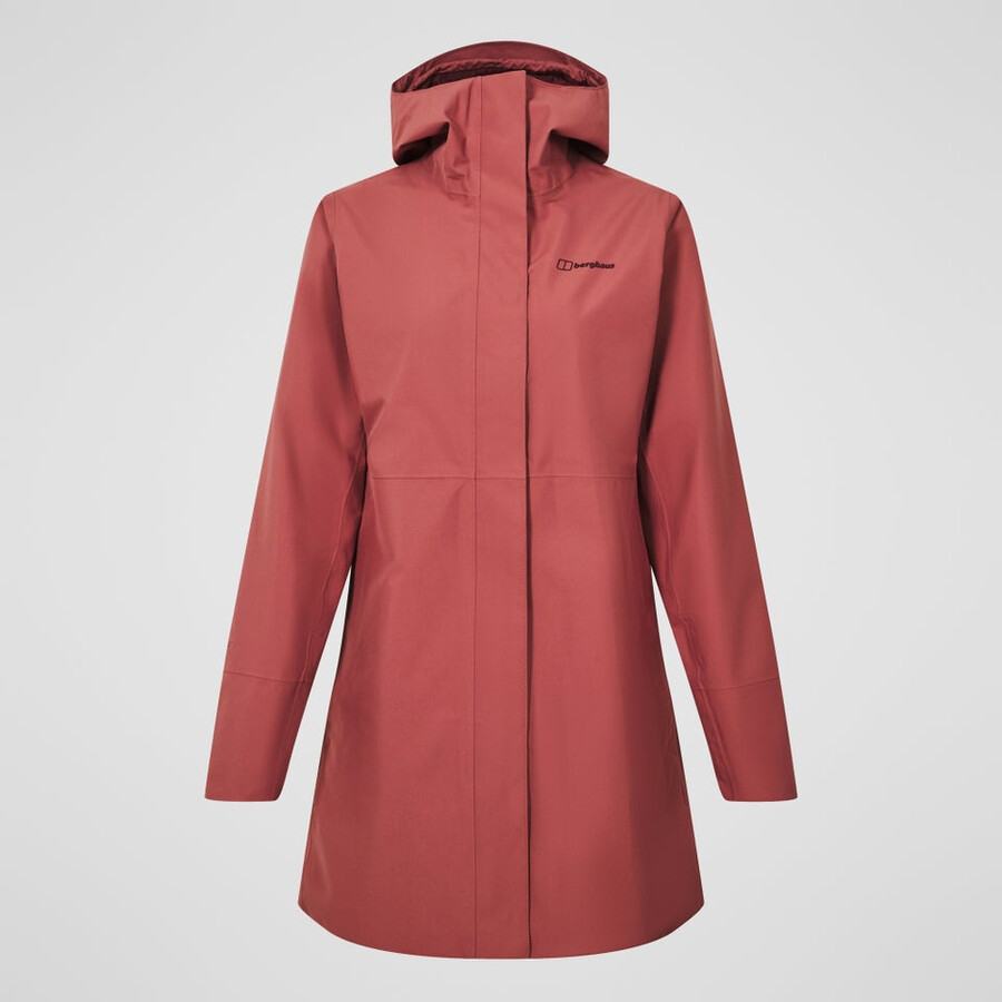 la mujer omeara larga chaqueta impermeable - rojo berghaus
