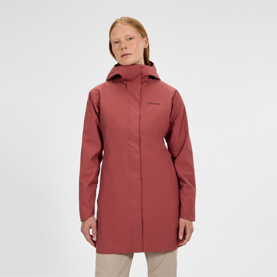 la mujer omeara larga chaqueta impermeable - rojo berghaus