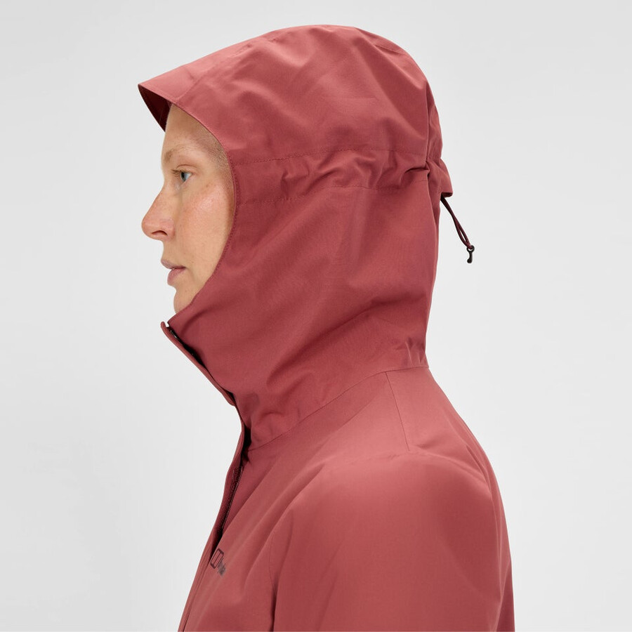 la mujer omeara larga chaqueta impermeable - rojo berghaus