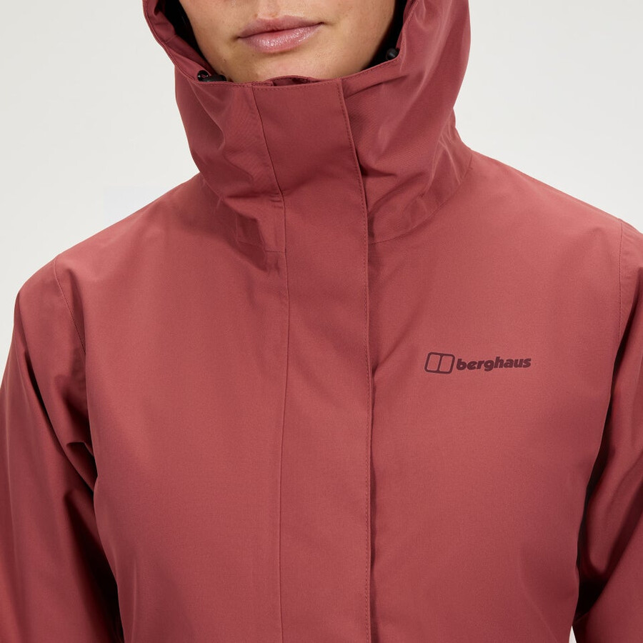 la mujer omeara larga chaqueta impermeable - rojo berghaus