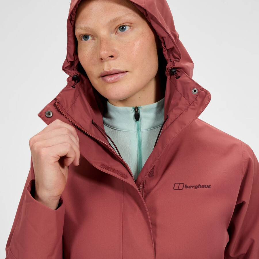 la mujer omeara larga chaqueta impermeable - rojo berghaus