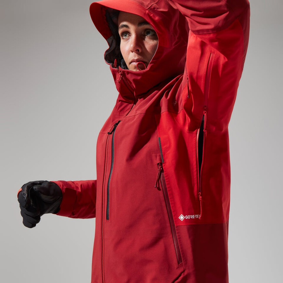 las mujeres del mtn areté descender chaqueta de gore-tex - rojo berghaus