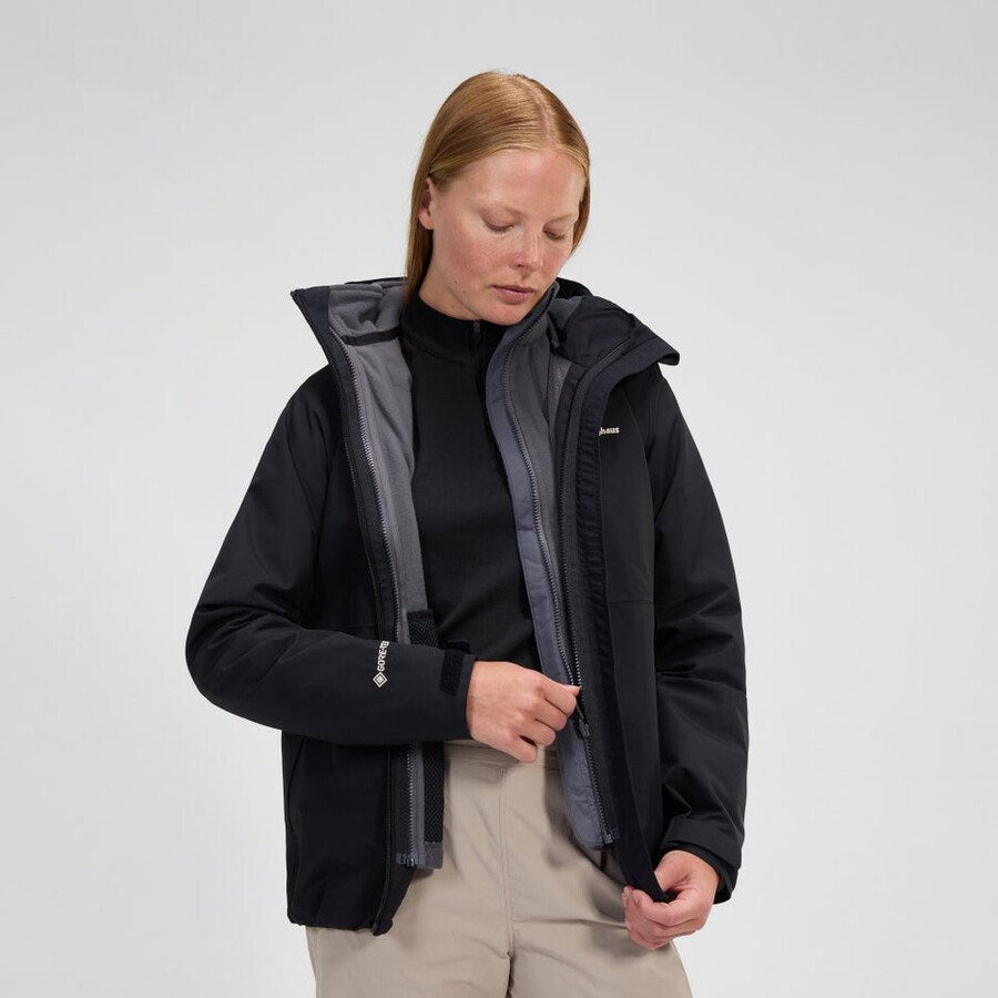la mujer bramblfell géminis impermeable de gore-tex 3 en 1 chaqueta - negro berghaus
