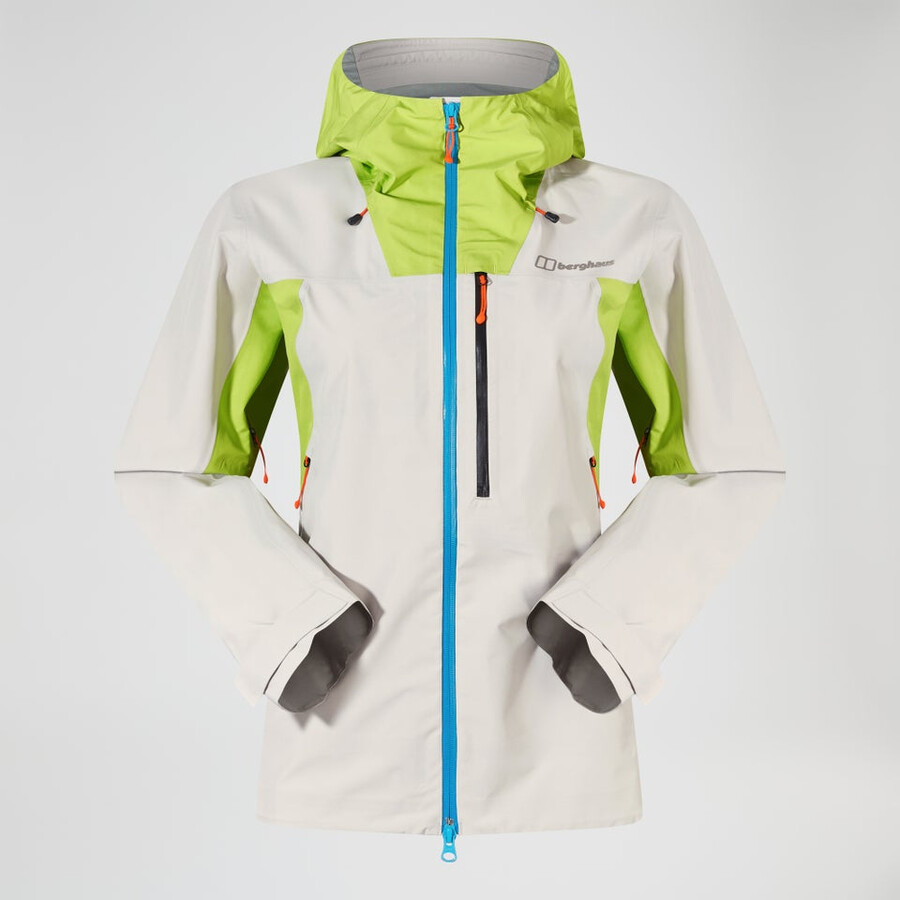 la mujer ridge-buscador de gore-tex impermeable chaqueta grisamarillo berghaus