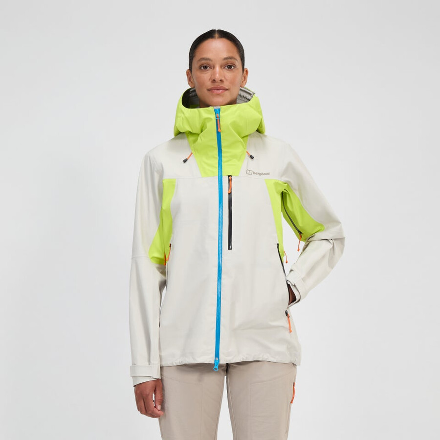 la mujer ridge-buscador de gore-tex impermeable chaqueta grisamarillo berghaus