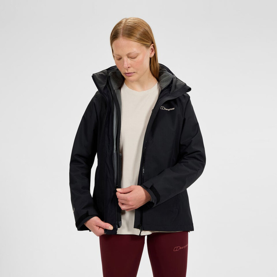 las mujeres deambulan gemini 3 en 1 chaqueta - negrogris berghaus