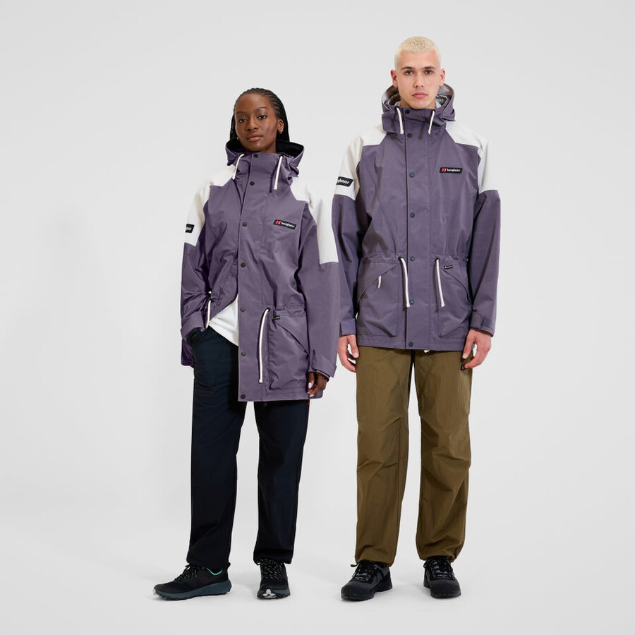 unisex meru la montaña gore-tex chaqueta púrpura gris berghaus